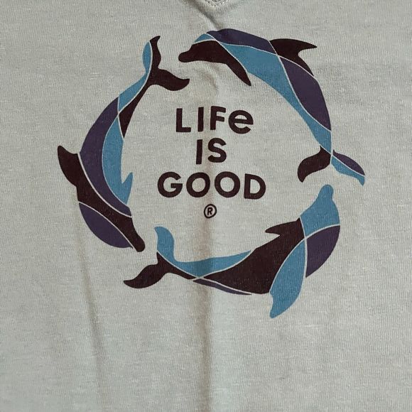 Life Is Good Crusher Tee Womens Long Sleeve Tee Size Small S Green V-Neck Shirt - Picture 4 of 10